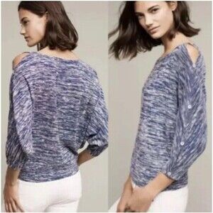 Anthropologie Postmark Sweater Lp Malu Spacedye Blue Cold Shoulder Dolman Sleeve